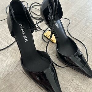 Jeffrey Campbell Black Patent Pointed Lace-Up Pumps